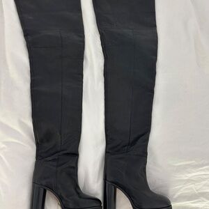 Isabel Marant Lileas Thigh High Leather Boots  size 37 Black NEW ($2490 retail)